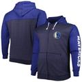 Men's Fanatics Branded Navy/Royal Dallas Mavericks Big & Tall Down and Distance Full-Zip Hoodie