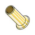 1/4-20-.080 Flat Head Threaded Insert Rivet Nut Steel Zinc Yellow Dichromate NON-RIBBED (Pack Qty 1 000) BC-XS-14080