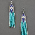 Lucky Brand Turquoise Seed Bead Fringe Earring - Women's Ladies Accessories Jewelry Earrings in Silver