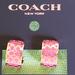 Coach Jewelry | Coach Signature Huggie Earrings:Nwt Pink/Gold C7770 | Color: Gold/Pink | Size: 1/2" Long
