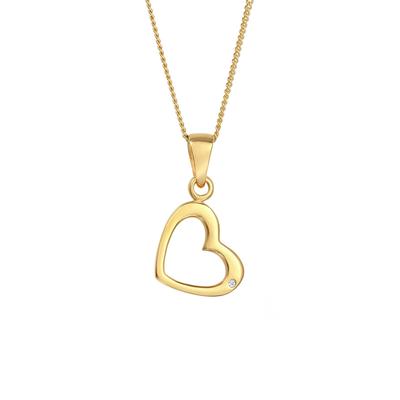 Elli DIAMONDS - Herz Liebe Diamant (0.005 ct.) 585 Gelbgold Ketten 1 ct Damen