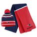 Women's WEAR by Erin Andrews Red New England Patriots Colorblock Cuffed Knit Hat with Pom and Scarf Set