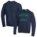 Men's Champion Navy Notre Dame Fighting Irish Hockey Icon Powerblend Pullover Sweatshirt