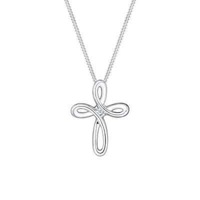 Elli DIAMONDS - Kreuz Diamant (0,015 ct.) 925 Sterling Silber Ketten 1 ct Damen