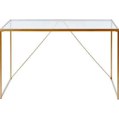 Schreibtisch JAHNKE "GLAM DESK", braun (klarglas, gold, goldoptik, klarglas), B:120cm H:73cm T:60cm, Tische, Sicherheitsglas Image