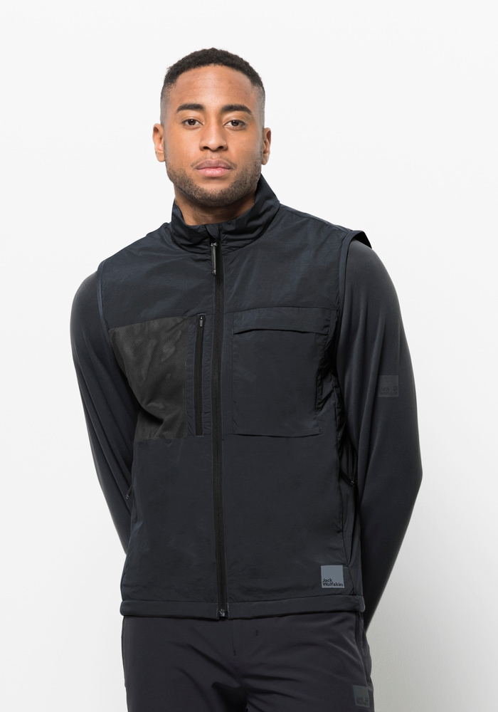 Softshellweste JACK WOLFSKIN "BIKE COMMUTE INS VEST M", Herren, Gr. XL (54/56), phantom, OBERSTOFF 87% POLYAMID, 13% ELASTHAN FUTTER 100% POLYESTER FÜLLUNG 100% POLYESTER, Westen Image