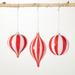 Sullivans Candy Cane Striped Ornaments Multicolor 4"H Glass Set of 3 - 4"Lx4"Wx4"H; 3.5"Lx3.5"Wx7"H; 4"Lx4"Wx5"H