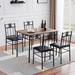 VECELO Modern 5-piece Dining Set Tempered Glass Top and Wood Top, Steel Dining Table and Chair Set of 4