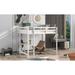 Full Size Loft Bed with Built-in Desk & Shelves, Wooden Loft Bed Frame with Full-Length Guardrails & Ladder for Kids Teens