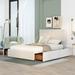 Full Size Upholstery Beige Platform Bed with Four Drawers on Two Sides, Adjustable Headboard Suitable for Bedroom Furniture