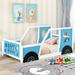 Twin Size Classic Car-Shaped Platform Bed with Wheels for Bedroom