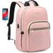 LOVEVOOK Laptop Backpack for Women 15.6 Quilted Travel Backpack with Anti-Thief Pocket Teacher Backpack Book Bag Nurse Bag Purse with USB- Light Pink