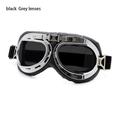 Lens Frame Snowboard Protective Gears Vintage Retro Goggles Motorcycle Glasses Cruiser Scooter Pilot BLACK GREY LENSES