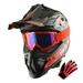 1Storm Adult Motocross Helmet ATV Dirt Bike BMX MX Downhill Mountain Helmet Track Style JH601; Track Red + Goggles + Skeleton Red Glove Bundle