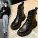 Women s Boots British Style Autumn And Winter Thick-soled Short Boots Female Side Zipper Motorcycle Boots