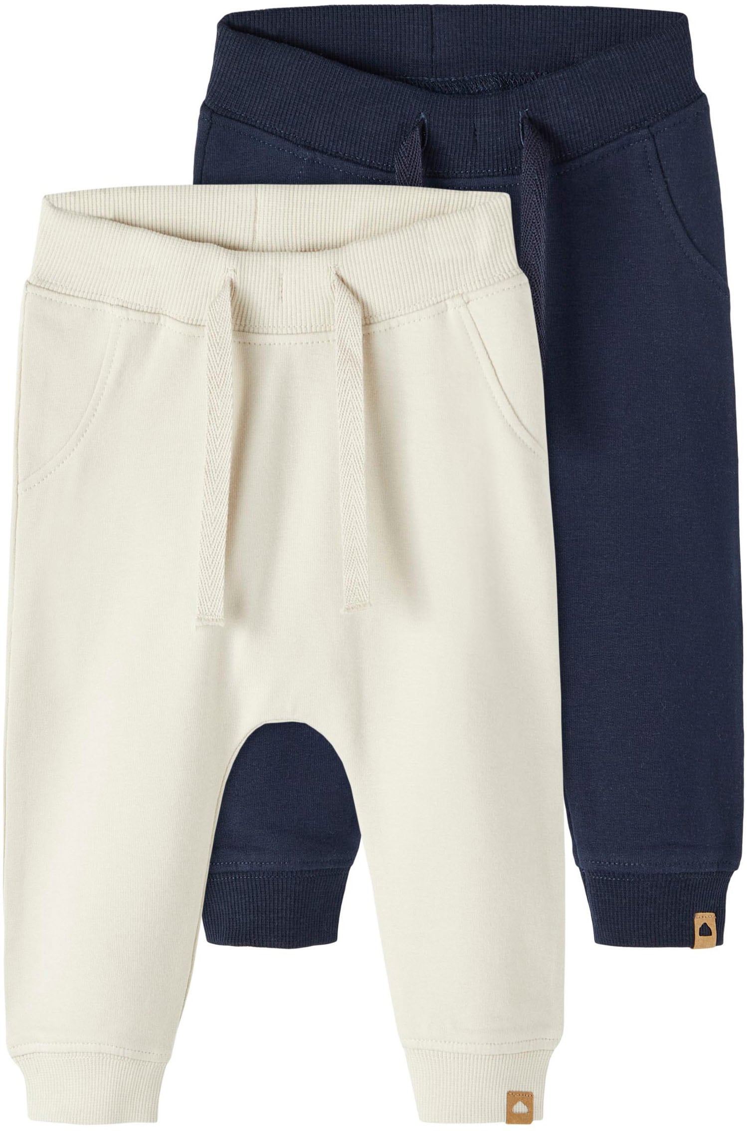 Sweathose NAME IT "NBNTAKKI mit verstellbarem Bund und bequemer Form", Baby, Gr. 98, N-Gr, blau (schwarz sapphire), Sweatware, Obermaterial: 95% Baumwolle, 5% Elasthan, unifarben, regular fit normal, Hosen, meliert, regular fit, Baumwollmix, Sweatware Image
