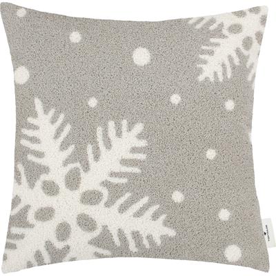Dekokissen TOM TAILOR HOME "Winter Flake", grau (hellgrau, grau, weiß, gemustert), B:45cm L:45cm, Baumwolle, Dekokissen_Sitzkissen_Kissenhüllen, mit hochertigem Bouclé-Effekt, Kissenhülle ohne Füllung, 1 Stück Image