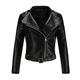 Dantazz Women's Casual Jacket Solid Faux Leather Pocket Baseball Motorcycle Loose Zipper Soft Jacket Short Coat Jackets Warm for Women (Black-b, XL)