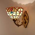 ACHNC Tiffany Style Wall Lights for Living Room, Retro Bedroom Wall Lamp, Stained Glass Corridor Lamps with 8 Inch Lampshades, E27 Antique Wall Sconce for Living Room Hallway Bedside Aisle Lamp,A