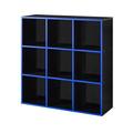 Virtuoso Gaming Cubes, Large 9-Cube Storage Unit for Kids - Books, Games and Toys - Black/Blue Trim