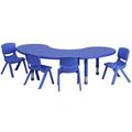 Flash Furniture Goddard 35"W x 65"L Half-Moon Adjustable Activity Table Set - 4 Chairs Plastic/Metal | 66 H in | Wayfair