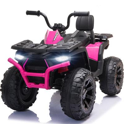 Hikiddo kids 24V Ride on Toys, ATV 4-Wheeler for Big w/ 2 Seater, 400W Motor, Bluetooth Plastic | 30.7 H x 26 W x 43.7 D in | Wayfair