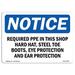 SignMission Required PPE in This Shop Hard Hat Steel Sign Plastic in Black/Blue/White | 18 H x 24 W x 0.1 D in | Wayfair OS-NS-A-1824-L-18043