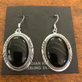 Grandes boucles d'oreilles pendantes en pierre d'onyx noir Dang pour femmes et filles crochet