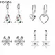 Boucles d'oreilles créoles en argent regardé 925 pour femmes série en argent pur pendentif fleur