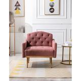 Dark Pink Teddy Accent Chair leisure single sofa with Rose Golden feet - 32.28'' H x 31.10” W x 25.29'' L