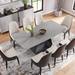 71" Sintered Stone Dining Table for 6-8, Modern Gray Kitchen Table with Carbon Steel Base - 70.86