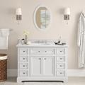 Water Creation Derby 48" Carrara Marble Countertop Bath Vanity w/ Faucet & Mirror Wood/Marble in White | 33 H x 48 W x 22 D in | Wayfair