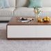 Modern Rectangular Coffee Table, Wood Coffee Table with Storage, 4 Solid Wood Drawers, Fully-Assembled, 51", Walnut White