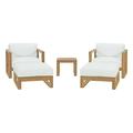 Lounge Sectional Sofa Chair Table Set White Natural Teak Wood Fabric Modern Contemporary Outdoor Patio Balcony Cafe Bistro Garden Furniture Hotel Hospitality