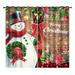 Goory Xmas Drapes Blackout Christmas Curtains Grommet Luxury Window Curtain 2Pcs Kitchen Long Home Decor Linen Textured Snowman Printed Living Room Khaki Green W:52 x H:72 *2Pcs