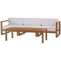 Lounge Sectional Sofa Chair Set Wood Brown Natural White Modern Contemporary Urban Design Outdoor Patio Balcony Cafe Bistro Garden Furniture Hotel Hospitality