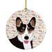 The Holiday Aisle® Pembroke Welsh Corgi Headed 2 Hanging Figurine Ornament /Porcelain in Black/Pink/White | 2.8 H x 2.8 W x 0.15 D in | Wayfair