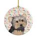 The Holiday Aisle® Yorkie Blue & Tan Christmas Hanging Figurine Ornament Ceramic/Porcelain in Black/Brown/Gray | 2.8 H x 2.8 W x 0.15 D in | Wayfair