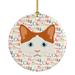 The Holiday Aisle® La Perm Cat Hanging Figurine Ornament Ceramic/Porcelain in Brown/Red | 2.8 H x 2.8 W x 0.15 D in | Wayfair