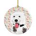 The Holiday Aisle® Doodle 2 Hanging Figurine Ornament Ceramic/Porcelain in Brown/Red/White | 2.8 H x 2.8 W x 0.15 D in | Wayfair