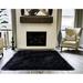 Black 102 x 102 x 3 in Area Rug - Everly Quinn Mar Vista Solid Color Machine Made Shag Faux Sheepskin Area Rug in Sheepskin/Faux Fur | Wayfair