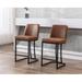 Everly Quinn 24" Counter Stool Leather in Brown | 35.5 H x 16.5 W x 20 D in | Wayfair E61AFB67E6114BFCADCCBC82C296AB19