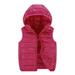 2DXuixsh Kid Boys Coats Child Kids Toddler Baby Boys Girls Sleeveless Winter Solid Coats Hooded Jacket Vest Outer Outwear Outfits Clothes Toddler Girl Coat 6 7 Polyester Hot Pink 170