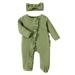 Baby Headband Clothes Solid 2PCS Girls Footed Romper Boys Set Ribbed Outfits Jumpsuit Boys Romper&Jumpsuit Clothes Baby Summer