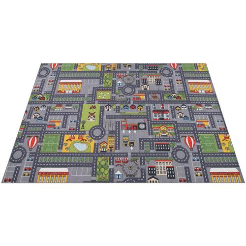 Kinderteppich PACO HOME ""Bino 577"" Teppiche Gr. B: 100cm, 4mm, L: 200cm, grau Kinder Kurzflor, Straßen-Spiel-Teppich, Kinderzimmer