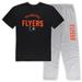 Men's Philadelphia Flyers Black/Heather Gray Big & Tall T-Shirt Pants Lounge Set