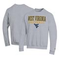 Men's Champion Gray West Virginia Mountaineers Primary Team Logo Stack Baseball Powerblend Pullover Sweatshirt