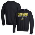 Men's Champion Black Oregon Ducks Stack Logo Lacrosse Powerblend Pullover Sweatshirt