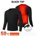 Glonme Heated Underwear for Men and Women Winter Warm 9 Areas Electric USB Heated Heating Shirt and Pants Set With Power Bank Black Women Top+10000mAH Power Bank US L