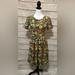 Lularoe Dresses | Lularoe Amelia Dress Tan Yellow Green Blue Red M Medium | Color: Tan/Yellow | Size: M